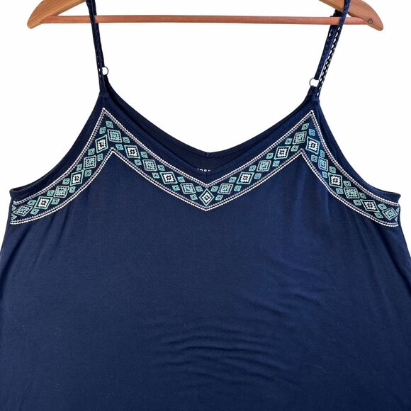 Torrid Women’s Plus 0 Navy Blue Embroidered Flowy Cami Tank Top Boho 1X Western - Picture 6 of 10
